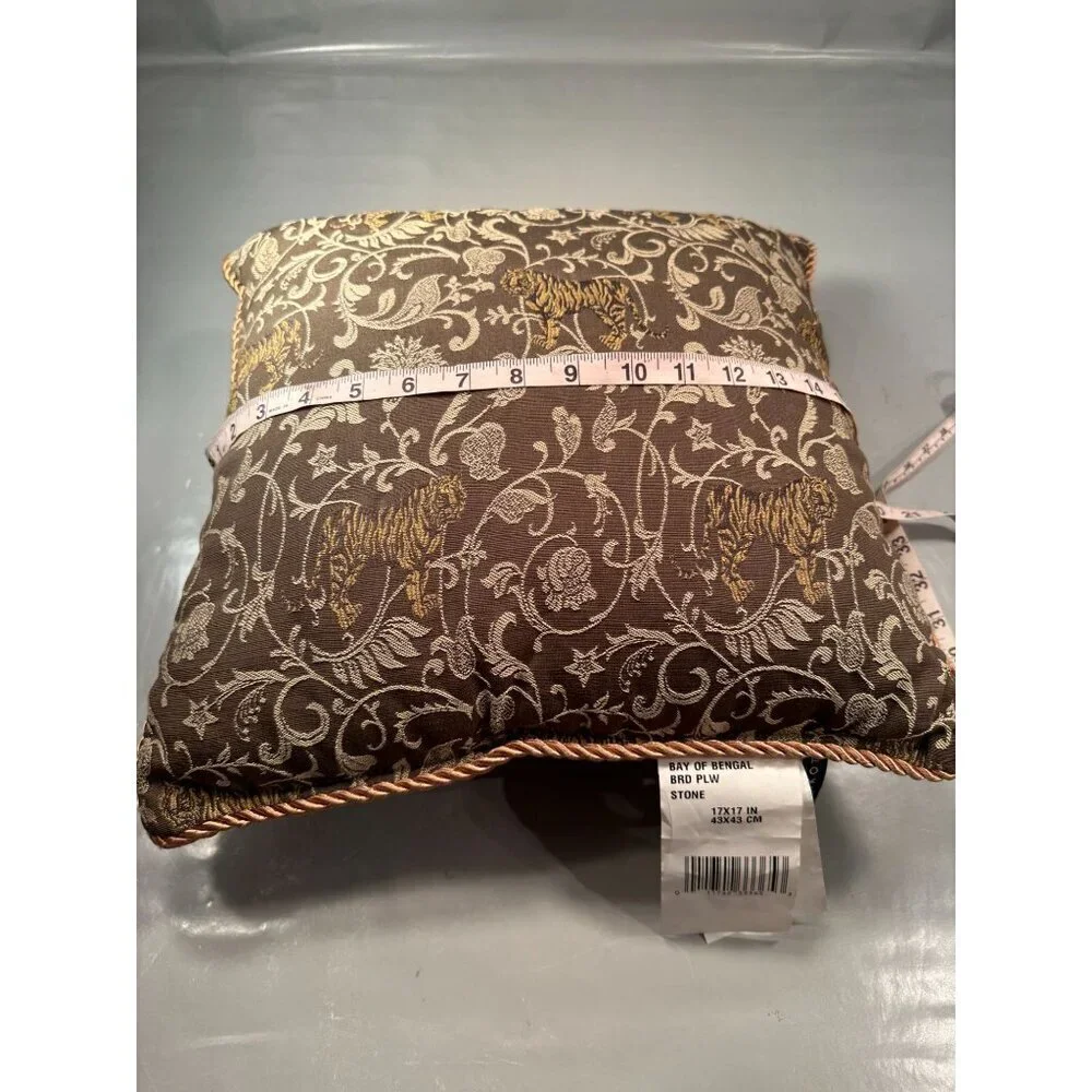 Dakota Bay Bengal Tiger Brocade Decorative Pillow Motif Rope Cushion Home